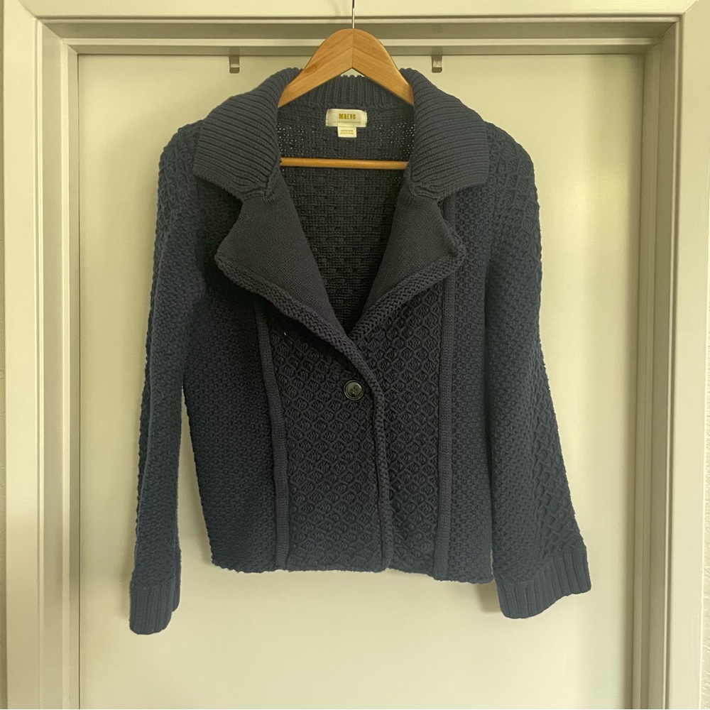 Anthropologie Navy Textured Cardigan